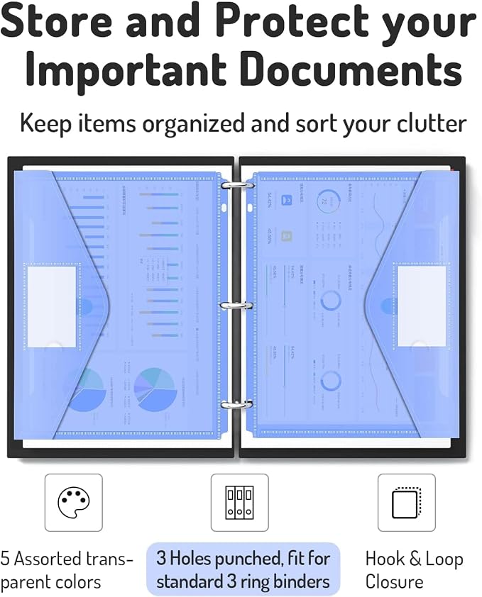 Forvencer Binder Pocket, 4X Regular Capacity, 10 Pack Super Heavyweight Plastic - Image 4