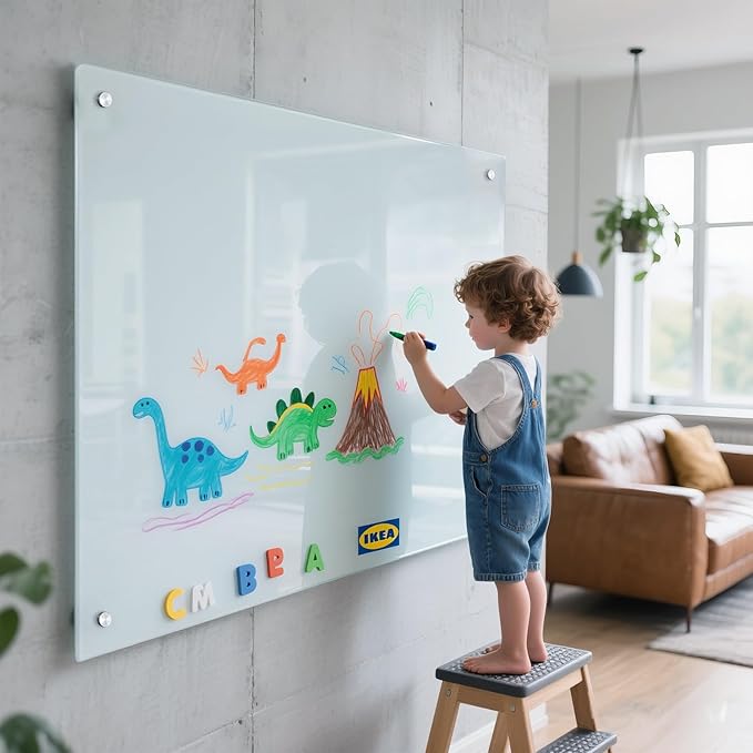Magnetic Glass Whiteboard 48"x36" Glass Dry Erase Board 48"x36" Frameless Wall - Image 3