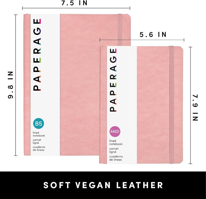 PAPERAGE Softcover Lined Journal Notebook, 176 Pages, Large B5 College Ruled - Image 2