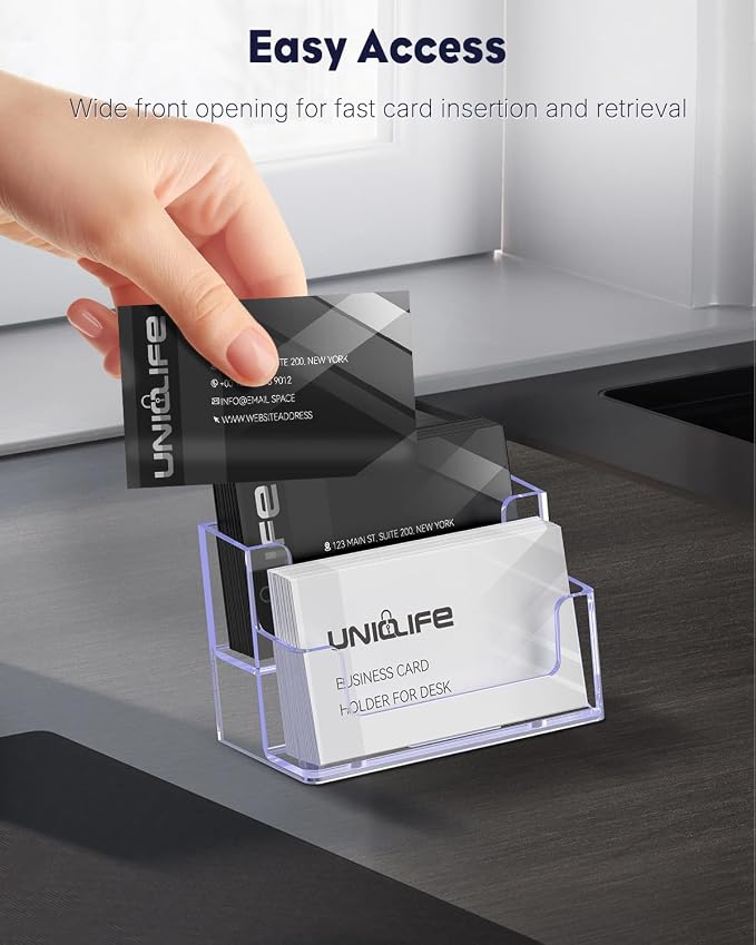 Uniclife 4 Pack Acrylic Business Card Holder - Image 3