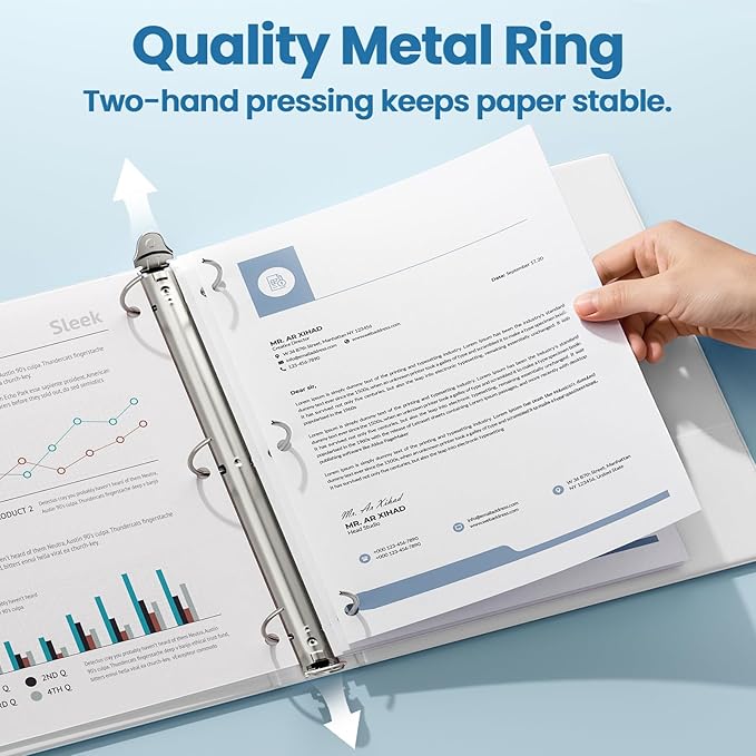 SUNEE 1/2 Inch Binders 3 Ring 12 Pack Bulk, 3 Ring Binders Clear View PVC-Free - Image 2