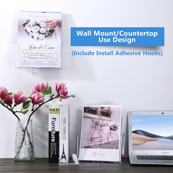 Argvey Acrylic Brochure Holder 8.5 x 11 inches, 4 Pack Clear Brochure Display - Image 4