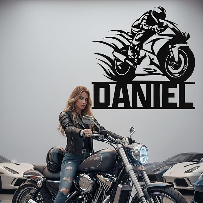 Custom Motorcycle Metal Signs Personalized Dirt Biker Name Sign Custom Garage - Image 9