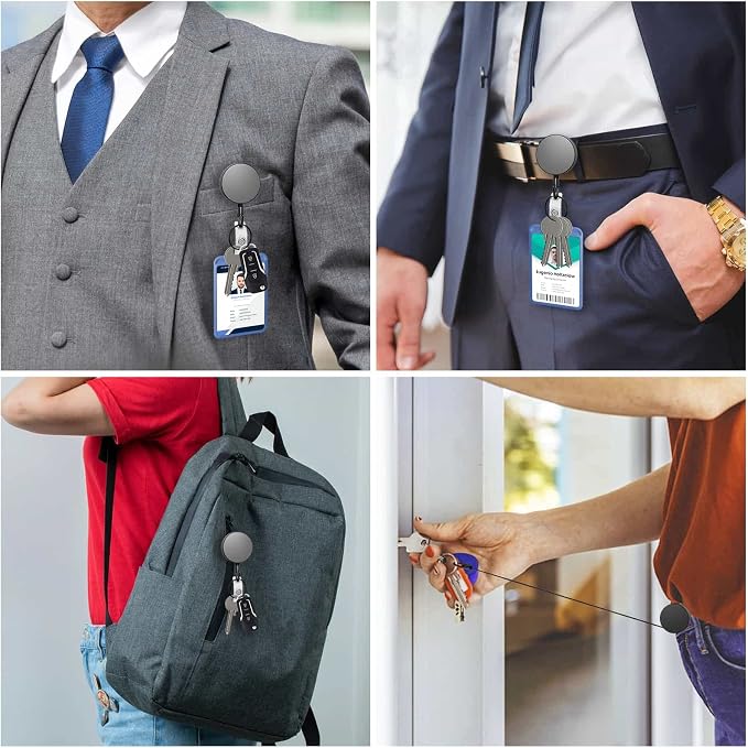 3 Pcs Heavy Duty Badge Reels Retractable Badge Holder, Selizo Metal Retractable - Image 7