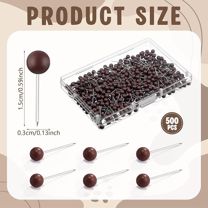 WILLBOND 500 Pack Map Push Pins Map Tacks Small Round Head Push Pins Thumb Tacks - Image 2