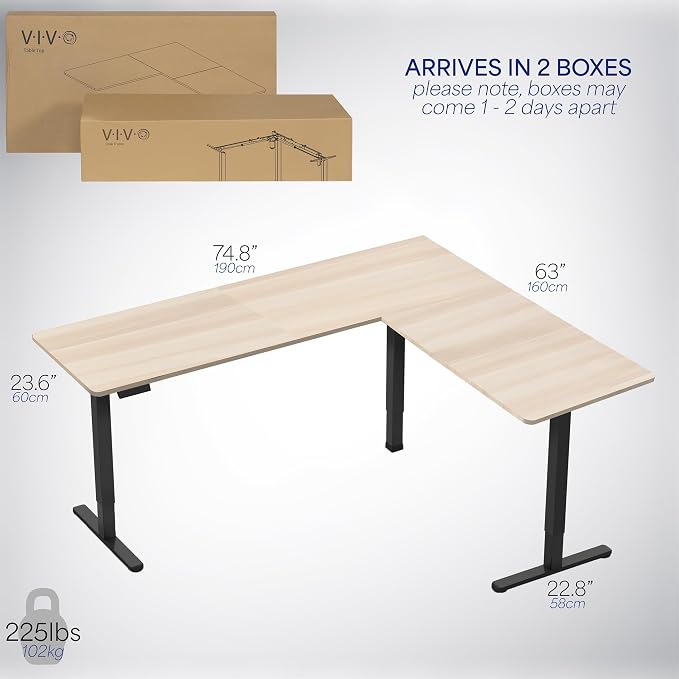 VIVO Electric Corner 75 x 63 inch L-Shaped Standing Desk, Memory Height - Image 6