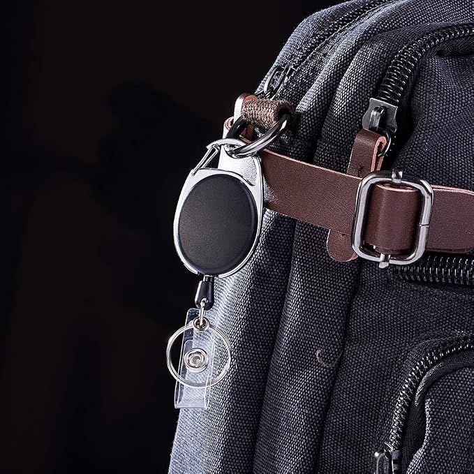 Retractable Badge Holder with Carabiner Reel Clip and Key Ring - Image 9
