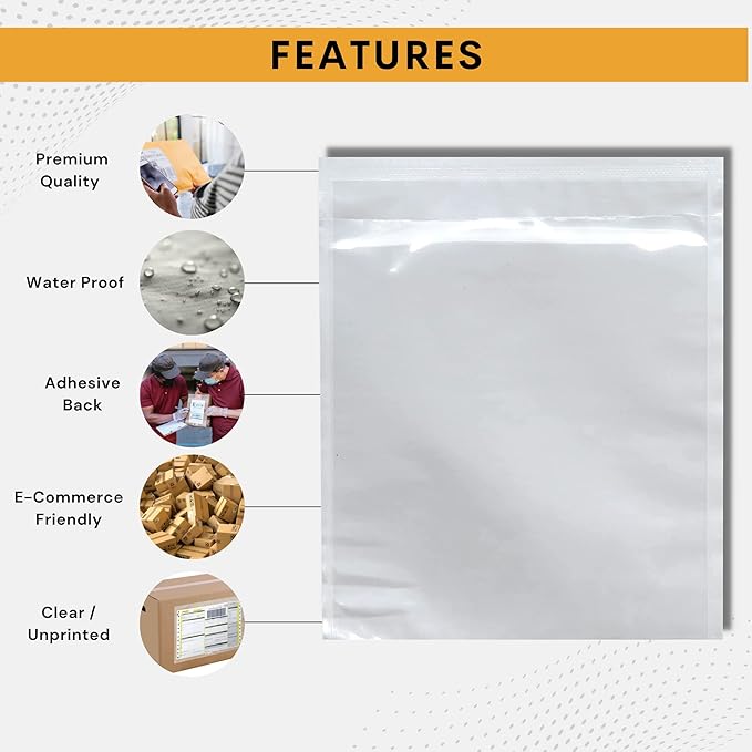 200 Pack 7"x10" Shipping Label Sleeves – Clear Self-Adhesive Packing Slip - Image 5