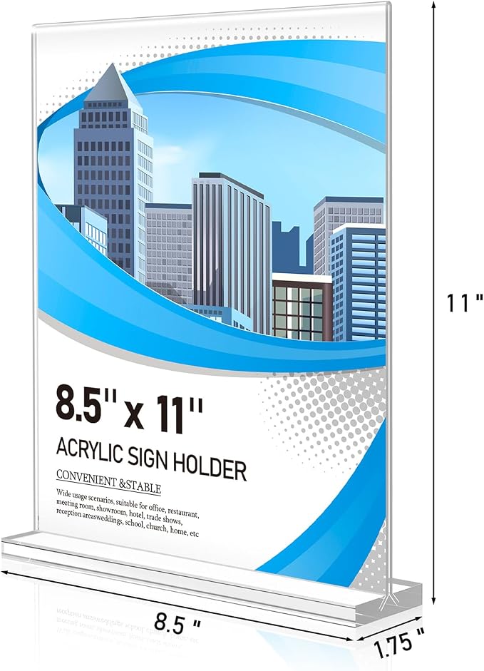 Eocnrhe Acrylic Sign Holder 8.5 x 11 6 Pack, Double-Sided Clear Sign Holder - Image 3