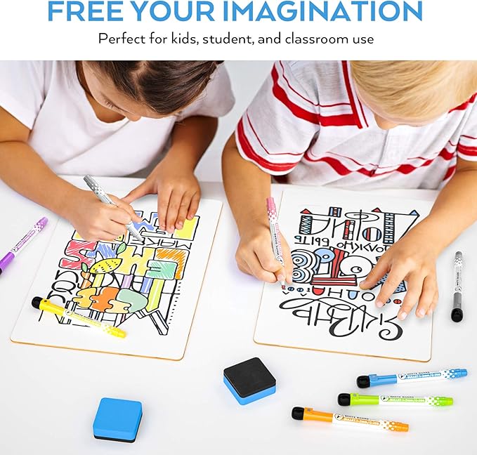 Nicpro Dry Erase Lap Board 9 x 12 inches 2 Pack Ruled Kid Double Sided Blank & - Image 7