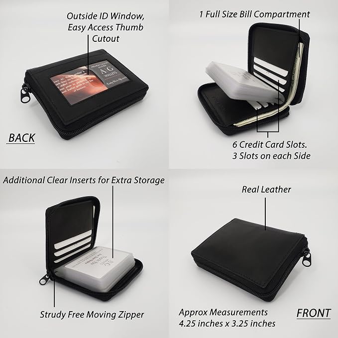 ag wallets Mens Zip Around Leather Wallet - Image 5