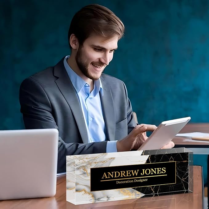 Personalized Name Plate for Desk, Custom Acrylic Desk Name Sign, Office - Image 4