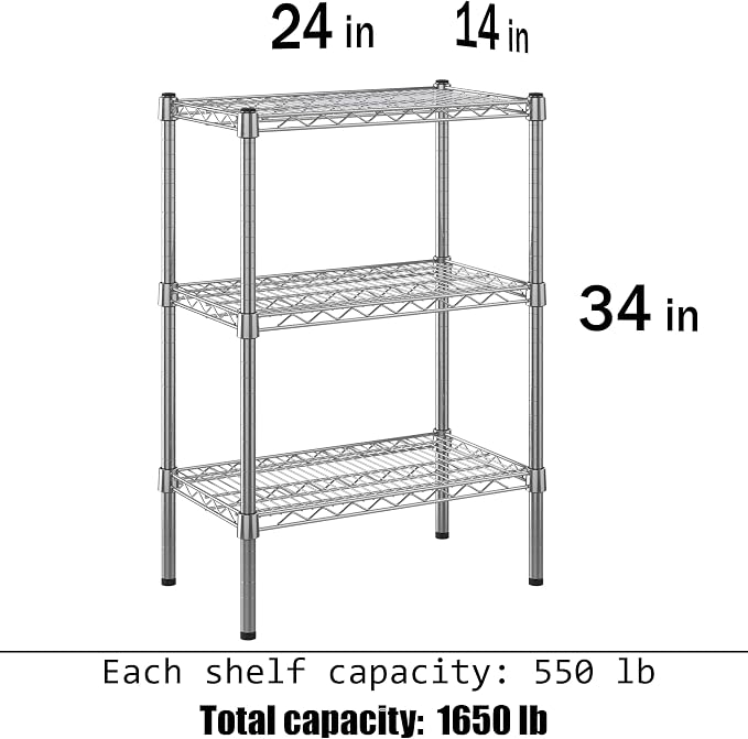 Regal Altair 14" Deep x 24" Wide x 34" Height Wire Shelving Kit | 3-Tier | NSF - Image 3