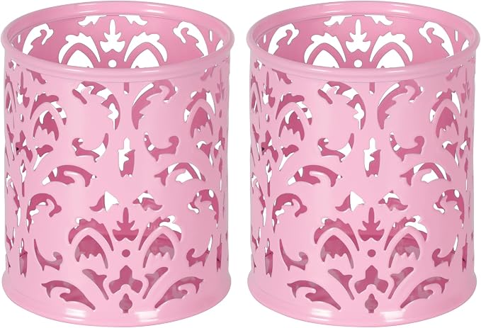 EasyPAG Pink Pen Holder for Desk, 2 Pack Round Pen Organizer, Brush Holder for by EasyPAG