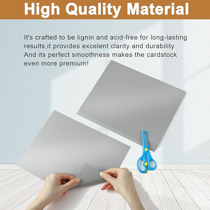 Silunkia 28 Sheets Shimmer Silver Cardstock 8.5 x 11 Metallic Paper, - Image 4