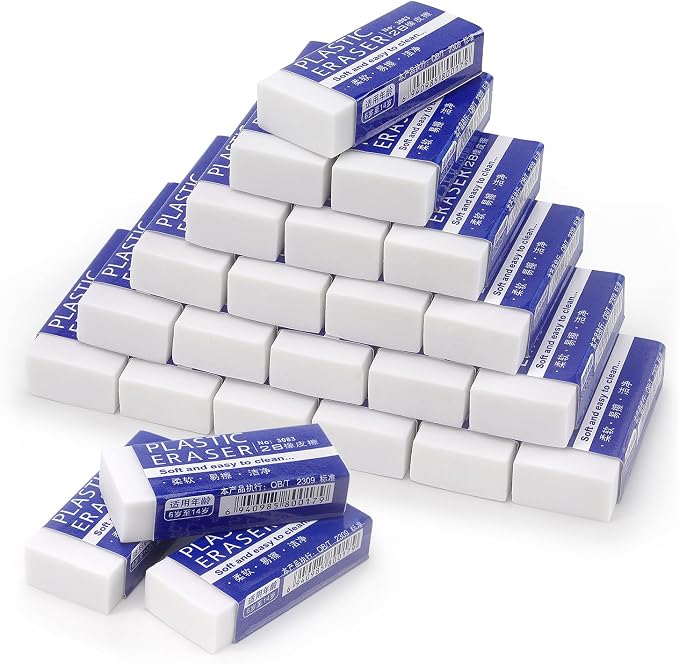 Tamaki 24 Pack Pencil Erasers, Large White Erasers by Tamaki