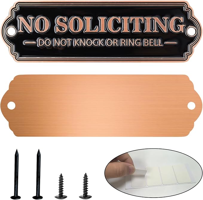 Brass No Soliciting Sign, No Soliciting Sign - Image 8