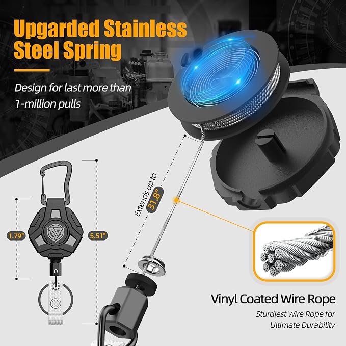 4 Pack Retractable Keychain Heavy Duty, Badge Reels Retractable, Tactical ID - Image 2