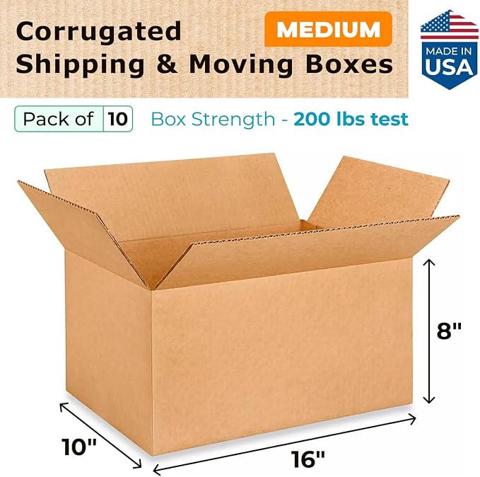 Medium Moving & Shipping Boxes 16x10x8 inches - Image 2
