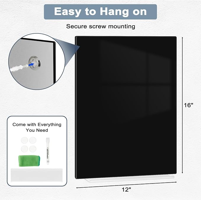 Magnetic Glass Whiteboard for Wall, Large Frameless White Board for Home and - Image 5