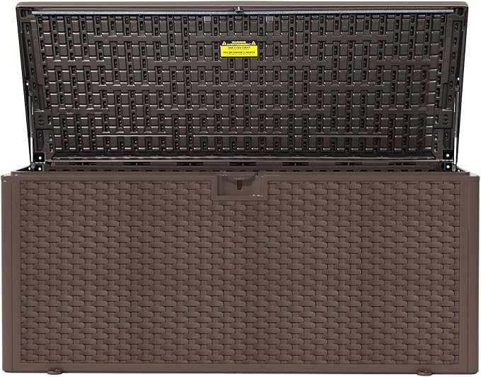 PATIOEASY 180GAL Deck Box -Grey, Wheeled Footlocker, Waterproof Resin Storage by Unknown