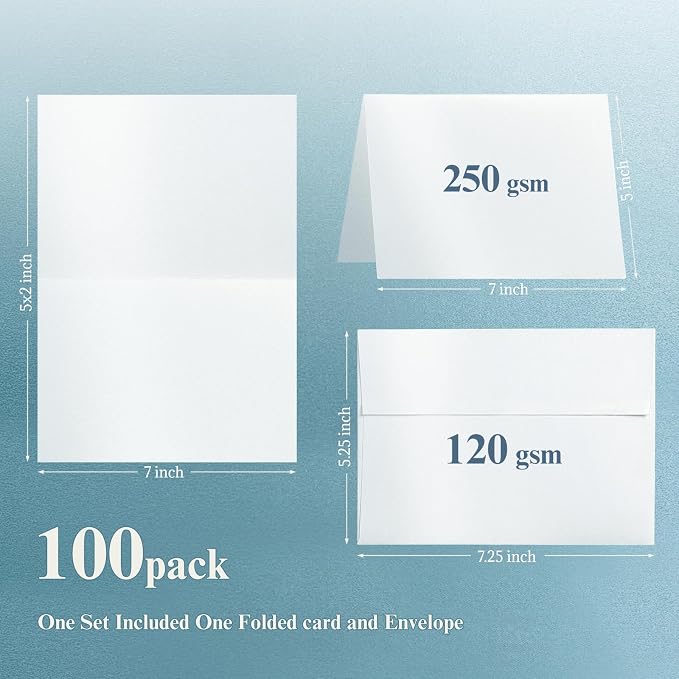 White Shimmer 5x7 Blank Cards and Envelopes, Goefun Pearl White Folded - Image 2