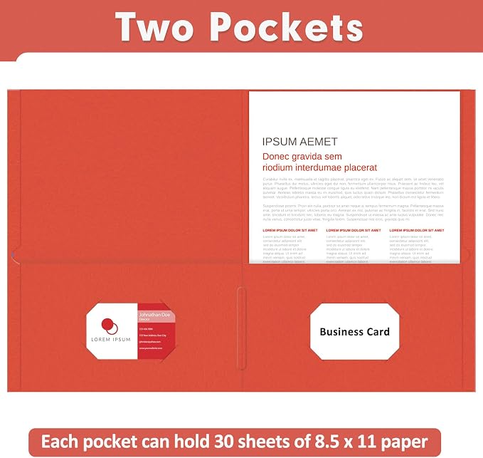 Two Pocket Folders, PANDRI 30 Pack 2 Pocket Folders, Letter Size Paper File - Image 4