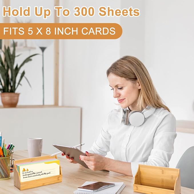 5x8 Inch Index Card Stand Wooden Index Cards Holder Notecard Box Postcard - Image 6