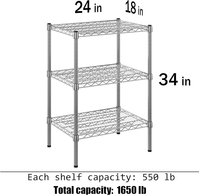 Regal Altair 18" Deep x 24" Wide x 34" Height Wire Shelving Kit | 3-Tier |NSF - Image 3