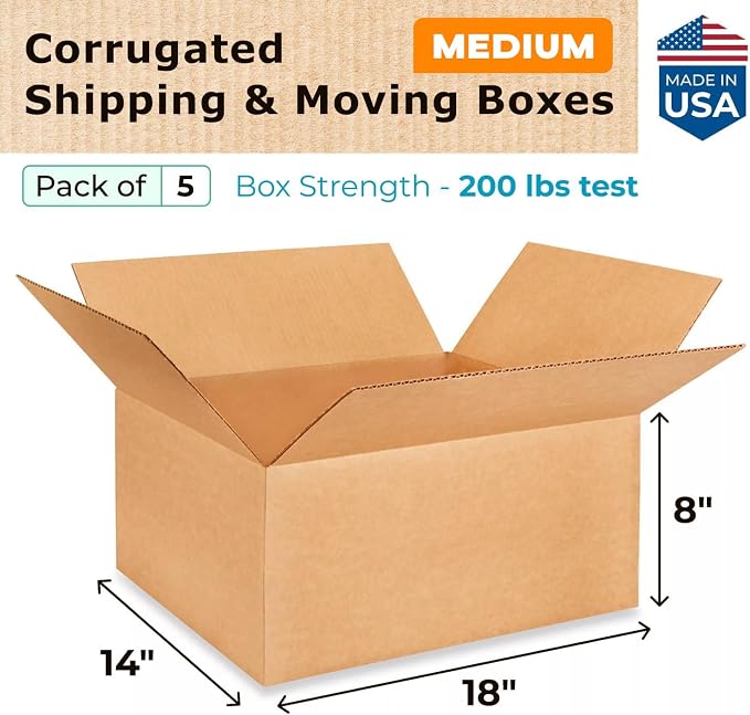 Medium Shipping & Moving Boxes 18 x 14 x 8 inches - Image 2