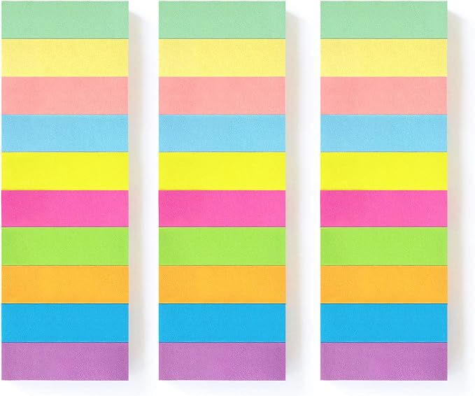 30 Pads 0.5x1.8 Sticky Notes Flags Tabs Page Markers 10 Bright Color Sticky - Image 3
