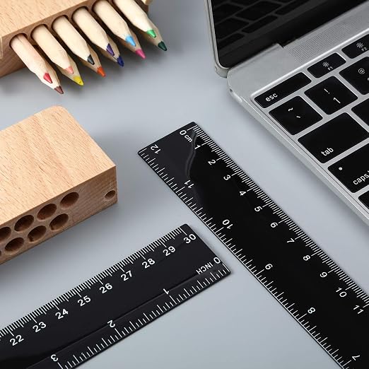 50 Pack Black Plastic Ruler, 12 Inch Standard/Metric Rulers Straight Ruler - Image 5