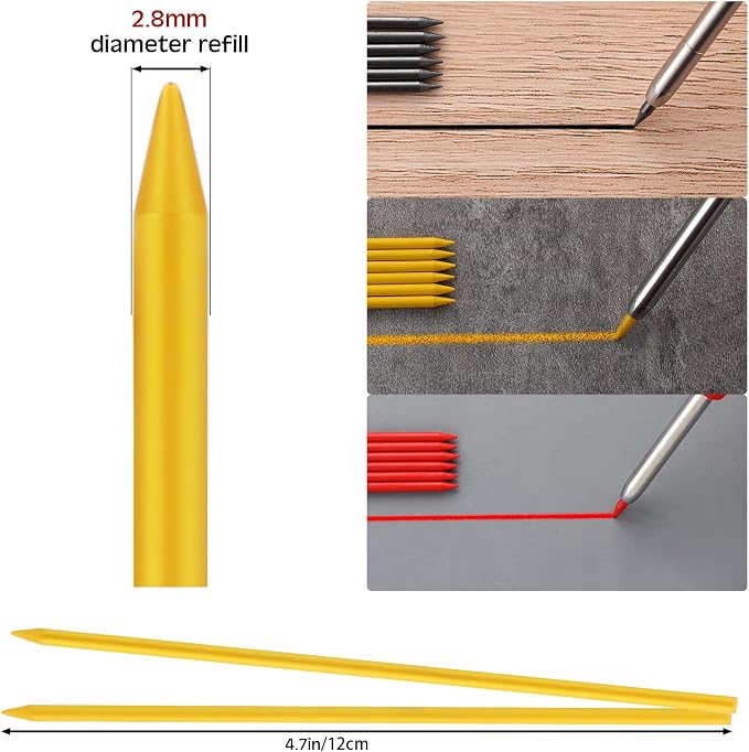 Zhehao 120 Pieces 2.8 mm Carpenter Pencils Lead Refills HB Refill - Image 2