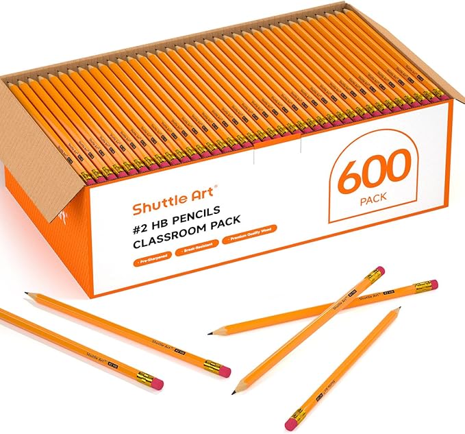 Shuttle Art Wood-Cased #2 HB Pencils, 600 Pack Sharpened Yellow Pencils by ShuttleArt