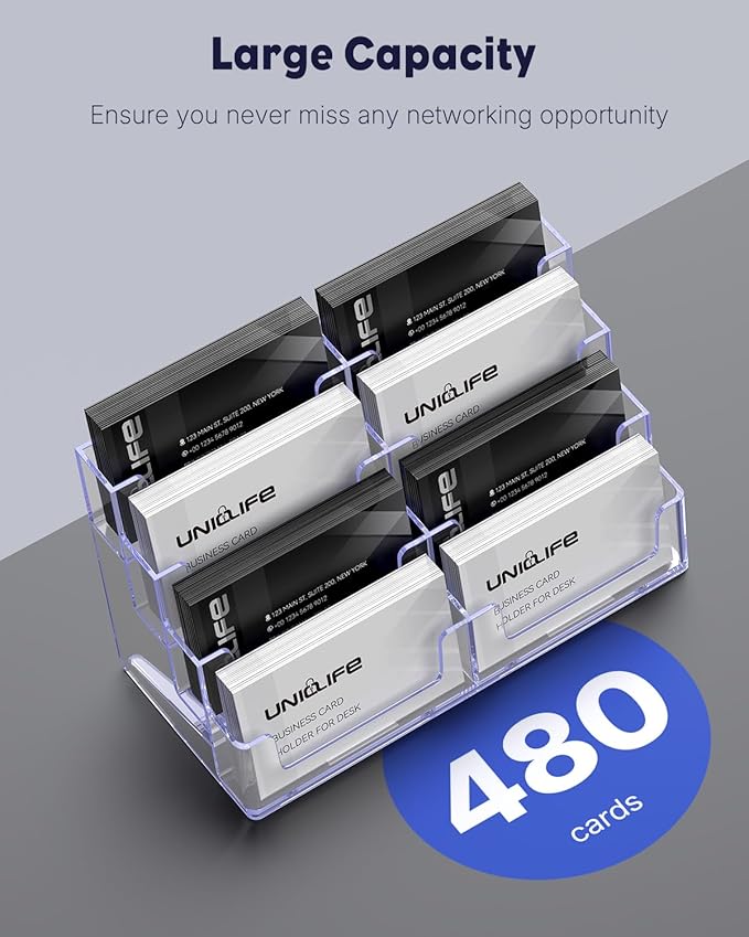 Uniclife 4 Pack Acrylic Business Card Holder - Image 4