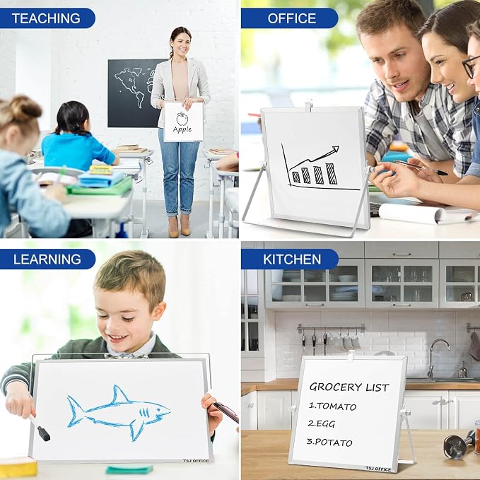 Small Magnetic Dry-Erase White Board – 10 x 10 Inches Mini Easel Whiteboard 360 - Image 4
