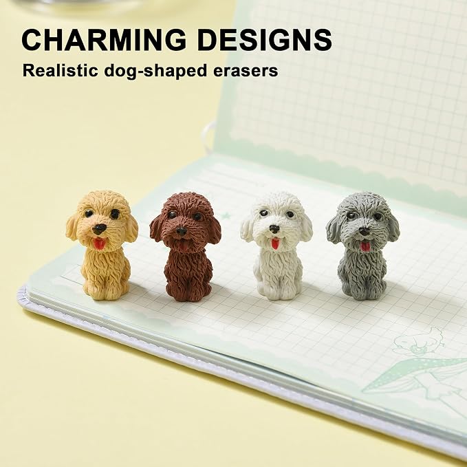 24Pcs Pencil Top Erasers for Kids, Dog Pencil Erasers Toppers Bulk, Cute Cap - Image 2