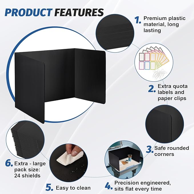ZYINOZOC 2 Pack Desk Dividers for Students, 3-Fold Privacy Screens, Testing - Image 4