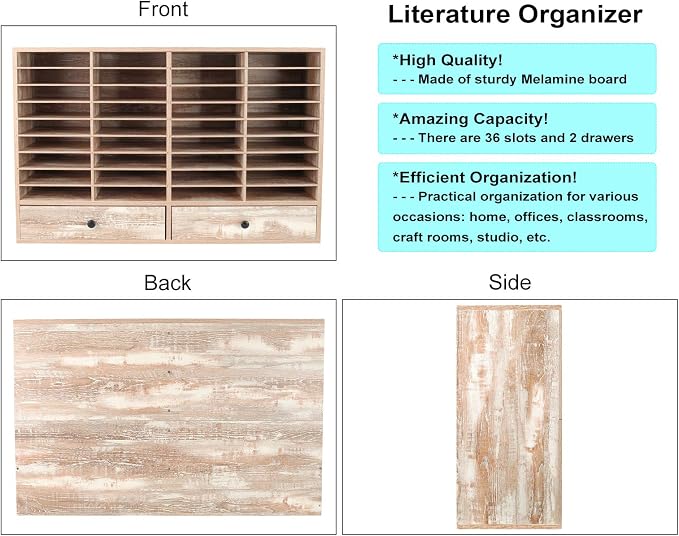 PAG Mail Sorter Organizer, Wood Literature Organizer, Student Mailbox - Image 3