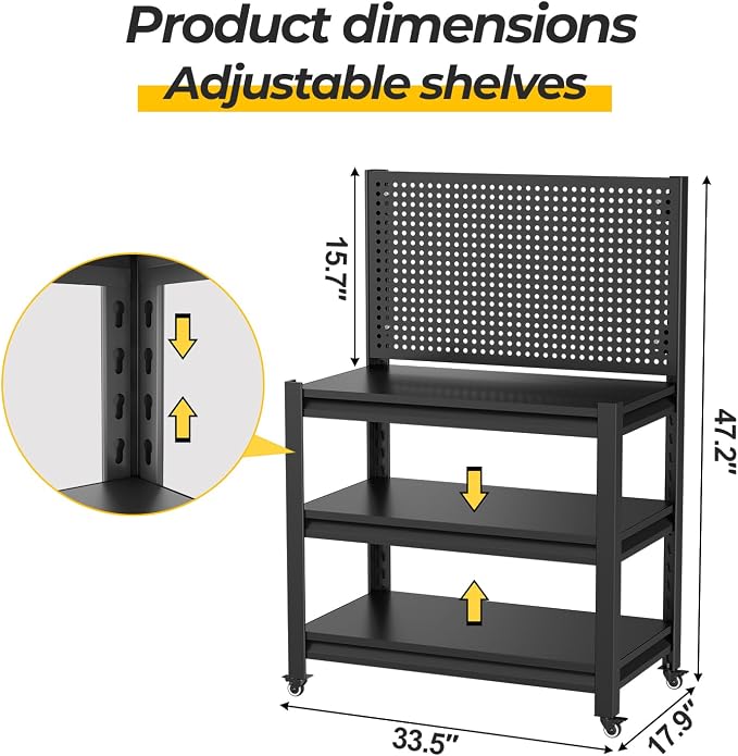 10 Sets Storage Shelves with Pegboard, Heavy Duty Garage Shelving Units and - Image 2