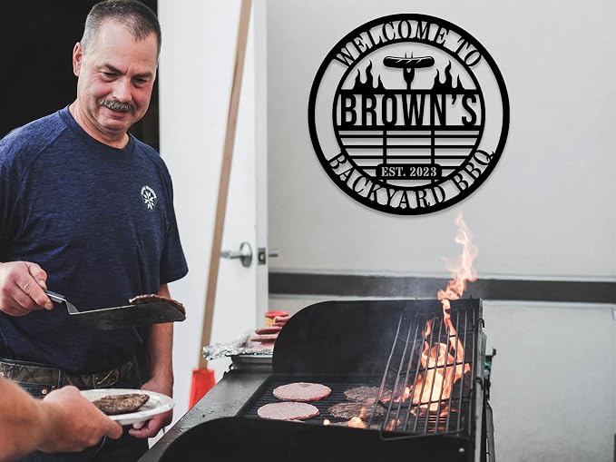 Personalized BBQ Grill Name Sign Custom Grill Sign Outdoor Kitchen Decor Grill - Image 2