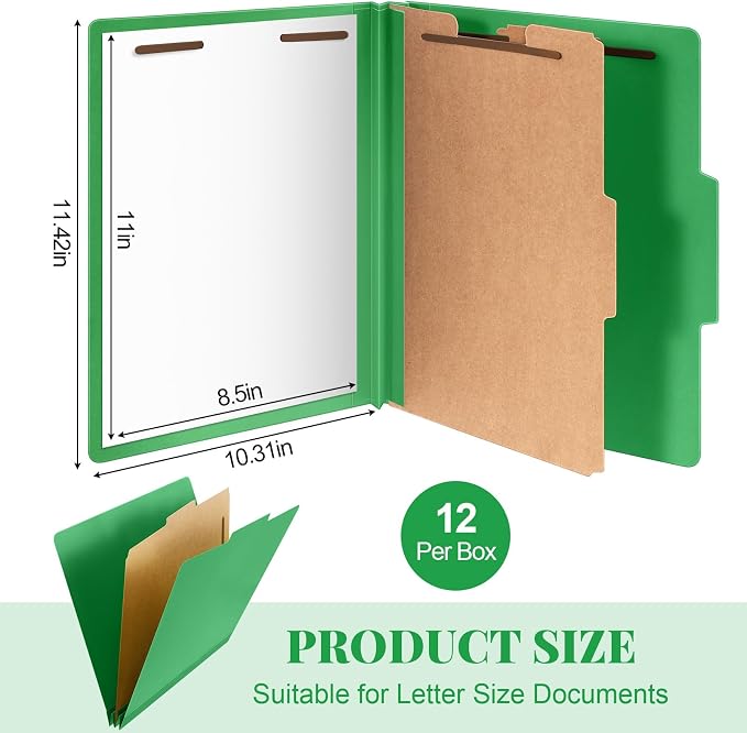Skyygemm 12 Pcs Classification Folders Letter Size, 1 Divider Pressboard File - Image 2