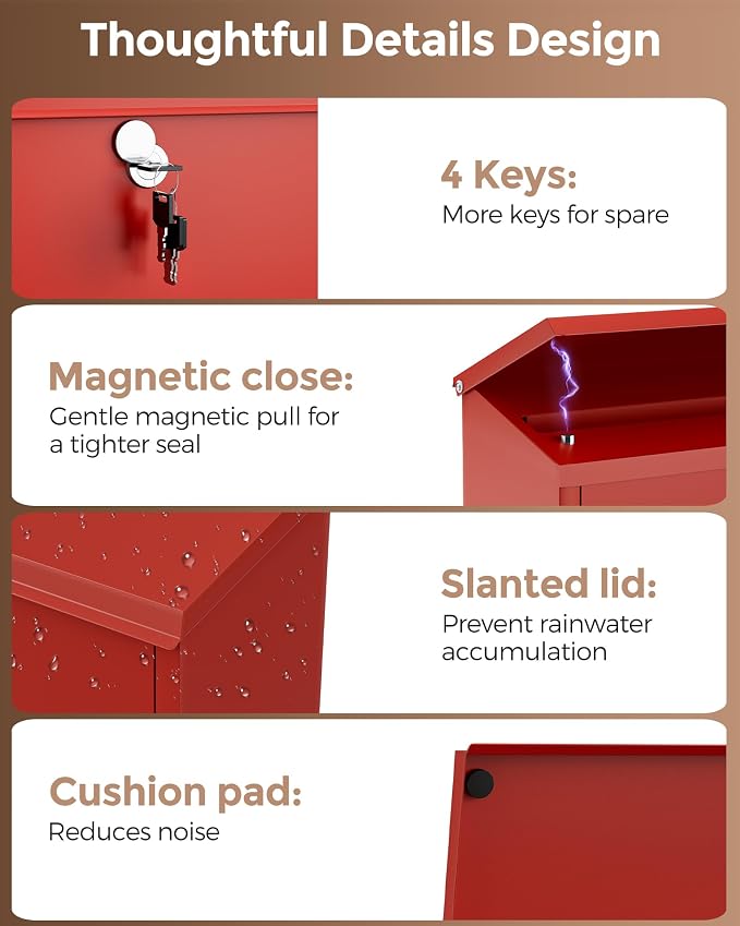 LAND·VOI Locking Wall-Mount Mailbox - Image 3