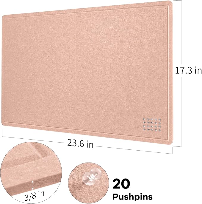 Bulletin Board, 24 x 18 inches Felt Board Decorative Pin Board, Cork Board - Image 6