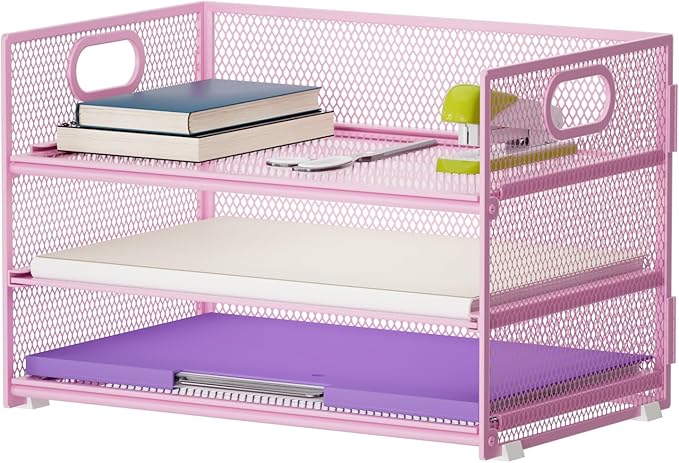 Marbrasse 3 Tier Paper Organizer Letter Tray, Mesh File Organizer by Marbrasse