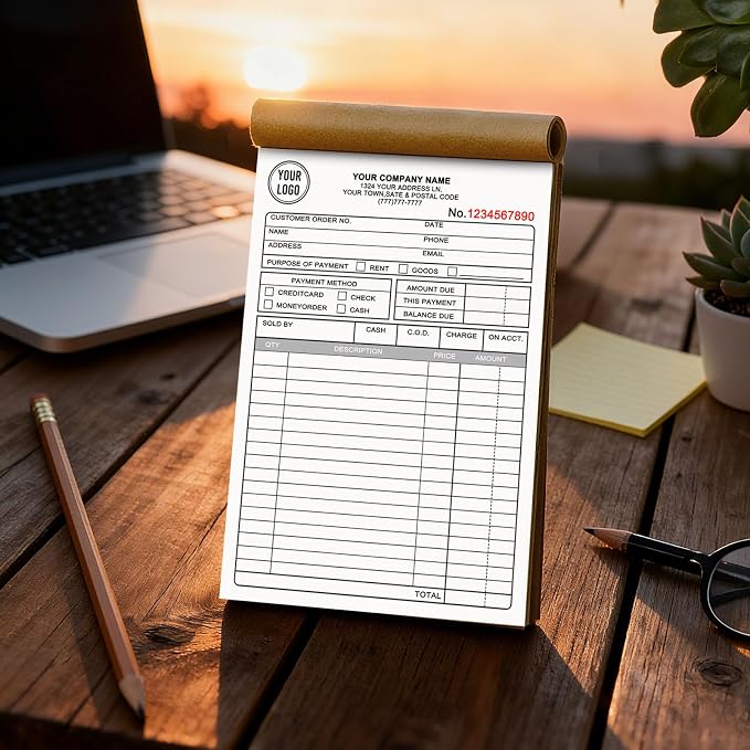 Custom Invoice Book with Logo 100 Set Personalized Receipt Books Customized - Image 7
