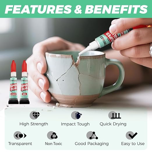 Super Glue Liquid&Gel, Instant Adhesive, Strong Bonding - Image 2