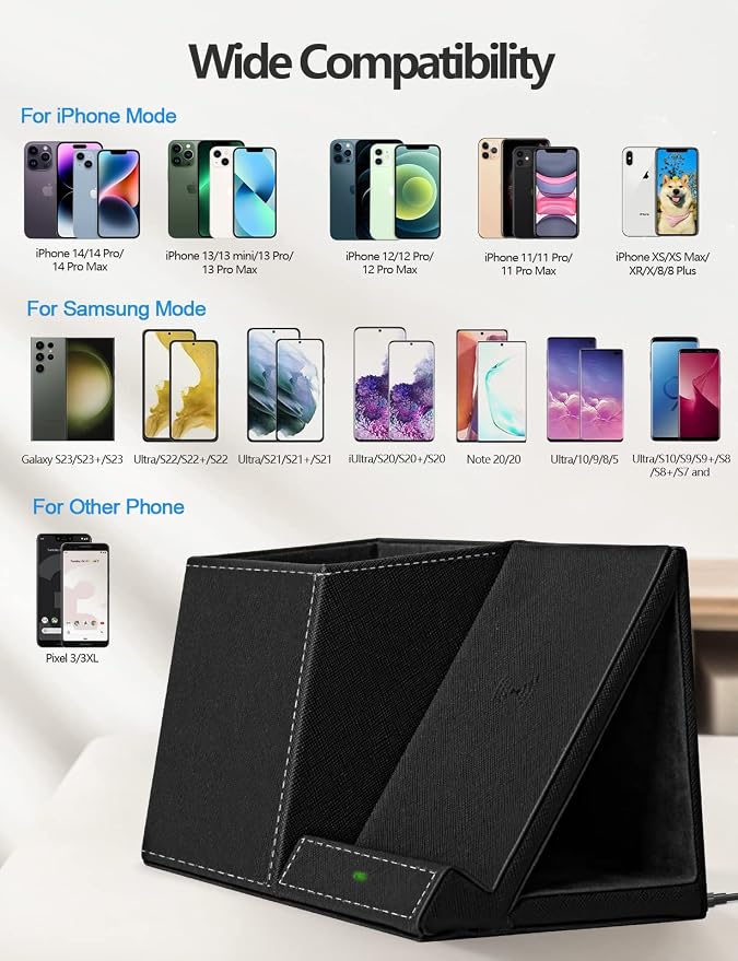 Pen Holder with Wireless Charger, Compatible with iPhone 17/16/15/14/13/12/11/8 - Image 3