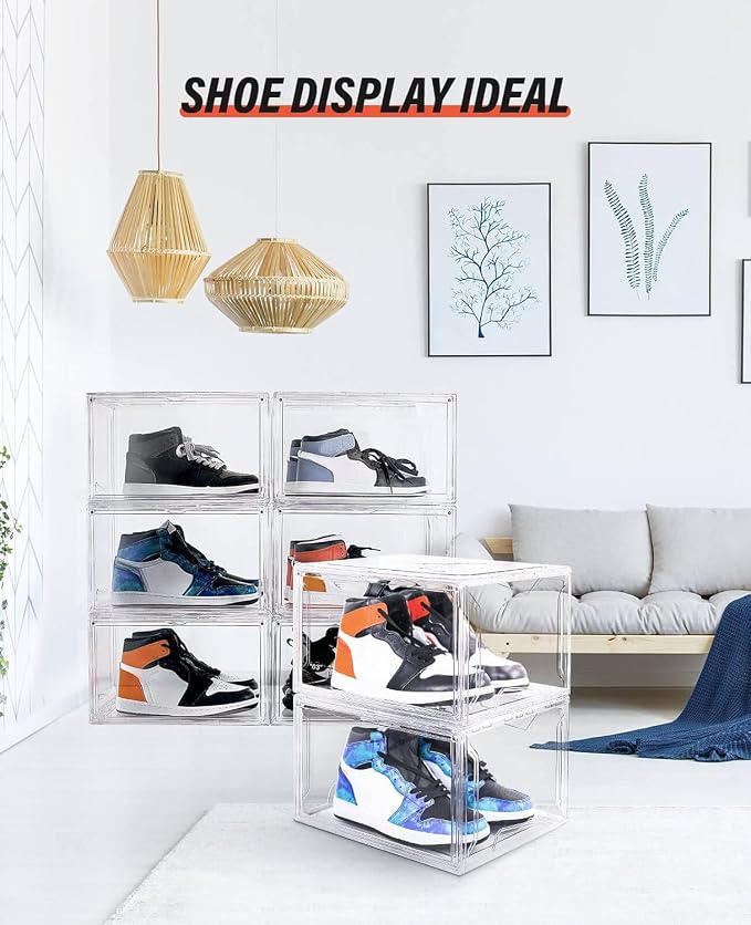 KDOR Clear Plastic Shoe box Organizer, 3 Pack Stackable Sneaker Boxes, - Image 5