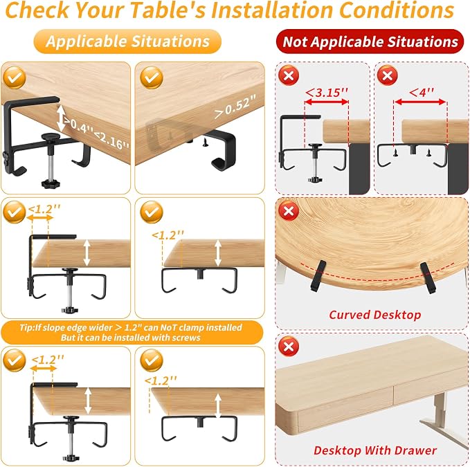 SUREUP9 No Drill Under Desk Cable Management Tray, Fabric Cable Management - Image 6